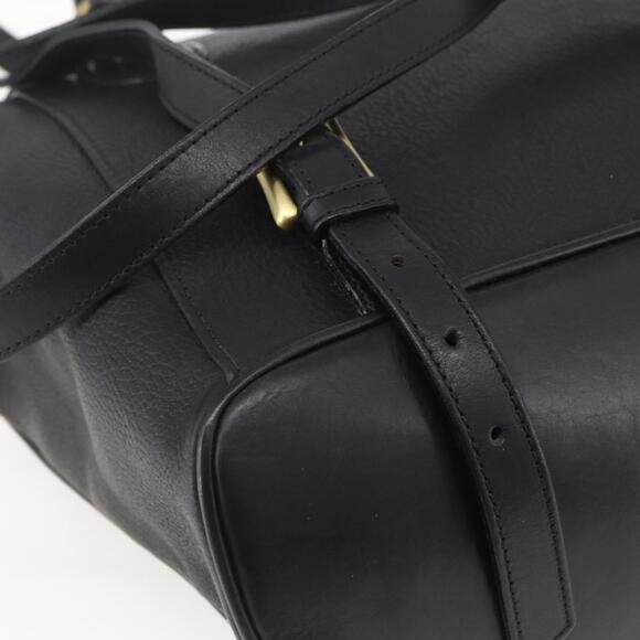BALLY Backpack Leather Black Gold Auth ka1313